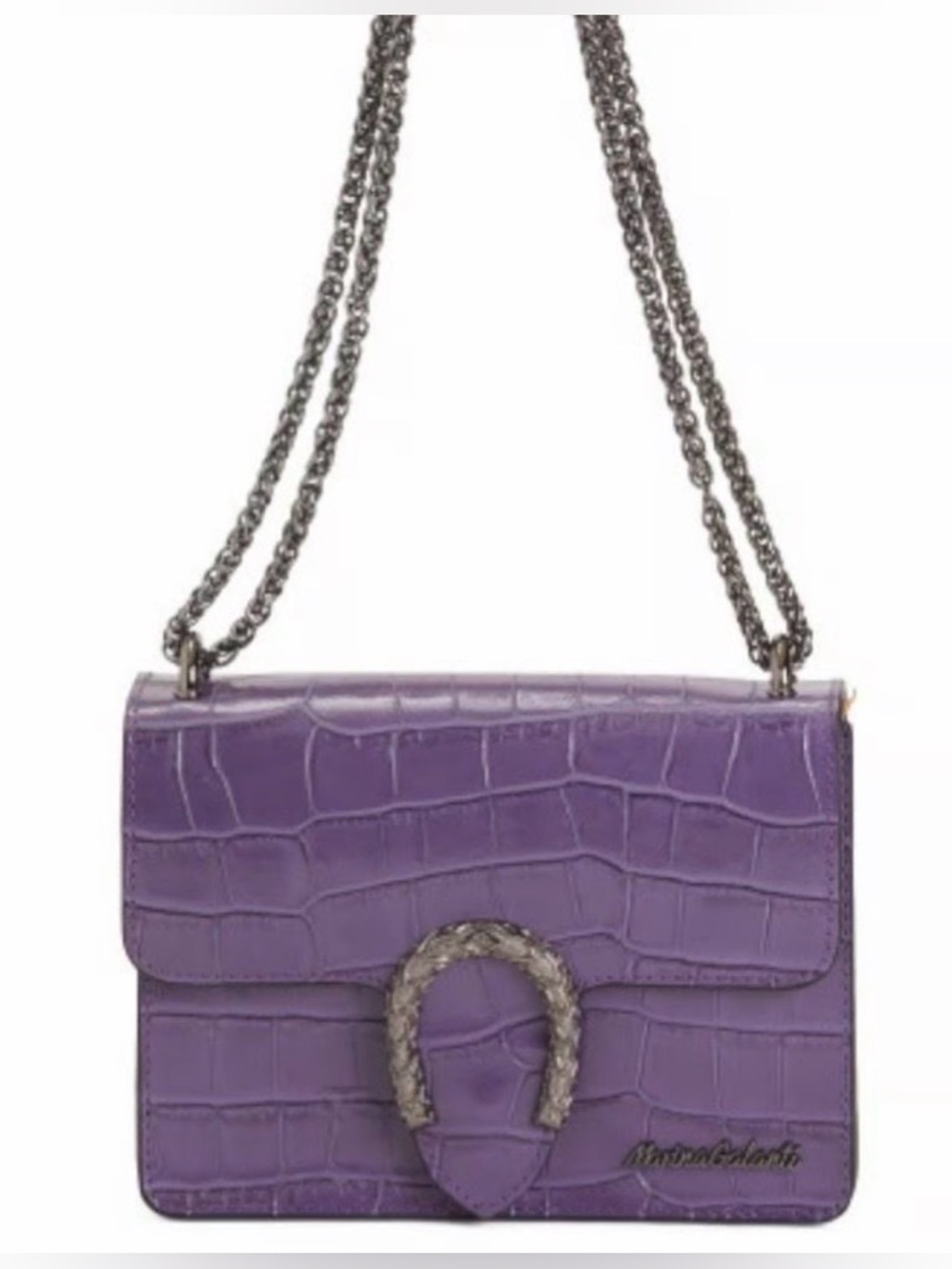 MARINA GALANTI purple croc bag with shoulder strap. In excellent condition.